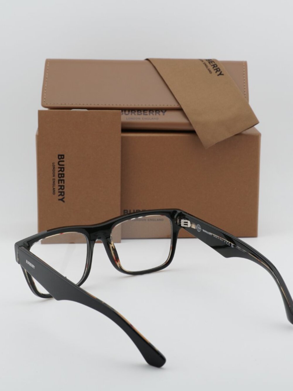 Burberry BE2411 4121 Rectangle Eyeglasses 53mm - Black on Vintage Check - Picture 5 of 11